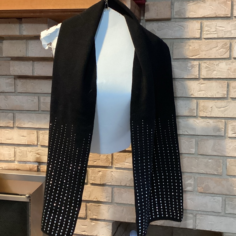 Black Scarf with silver rhinestone bead accents
